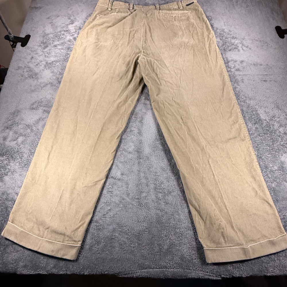 Nautica Rigger Y2K Corduroy Pants Mens 38x30 Tan Classic Fit Pleated Cuffed - Picture 2 of 8